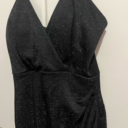 Women's evening dress like new, black with silver thread