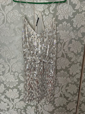 Zara metallic dress asymmetrical crisscross back like new
