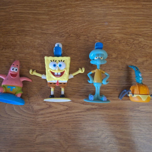 SpongeBob SquarePants Mini Figures used, set of four, Viacom Nickelodeon