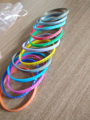 Bracelets with multiplication table like new, from 1 to 12