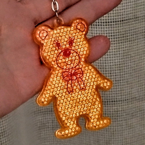 Reflective keychain Bear like new, yellow and orange
