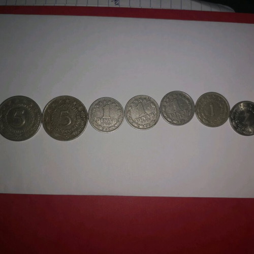 Set of 7 Yugoslavia coins like new, dinars 1965-1975
