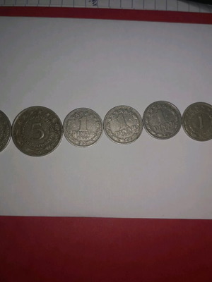 Set of 7 Yugoslavia coins like new, dinars 1965-1975