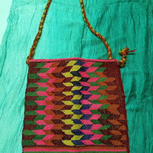 Handmade old authentic colorful loom bag 30x34 cm in excellent condition