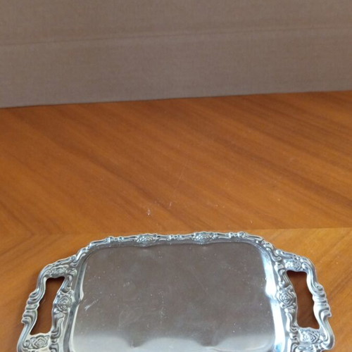 Vintage metal serving tray 18.5x11 cm inox