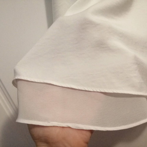 Stradivarius women's top like new, white, crepe satin texture