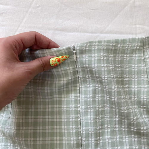 Shein mini skirt like new, light green and white with front slits