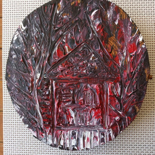 Painting on wood slice new with acrylic colors