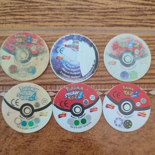Pokemon Cards and Tazos Collection used, 34 pieces including 3D and Metal