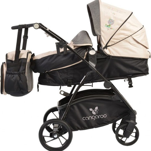 Cangaroo 3 in 1 stroller set used with car seat and port bebe beige