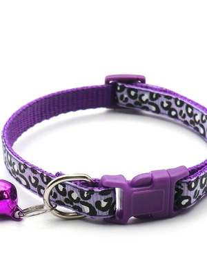 Περιλαίμιο γάτας Leocat Purple καινούργιο με κουδουνάκι και λεοπαρ μοτίβο