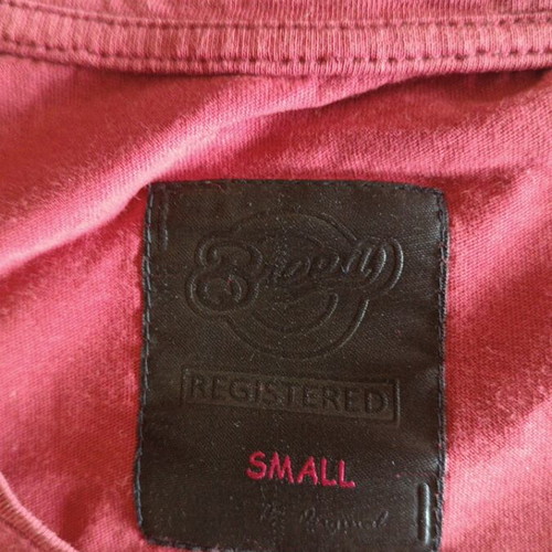 T-shirt used, size S, brown and red