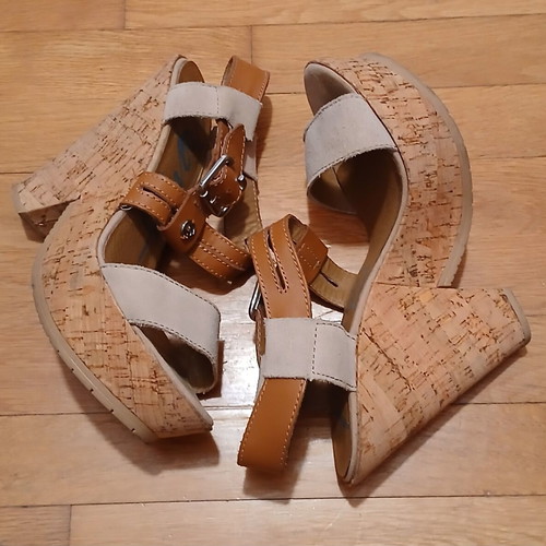 Replay women's platform sandals used, size 40, leather straps, cork sole