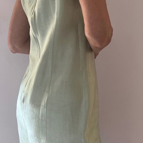 Escada 100% silk linen dress, green, made in Germany