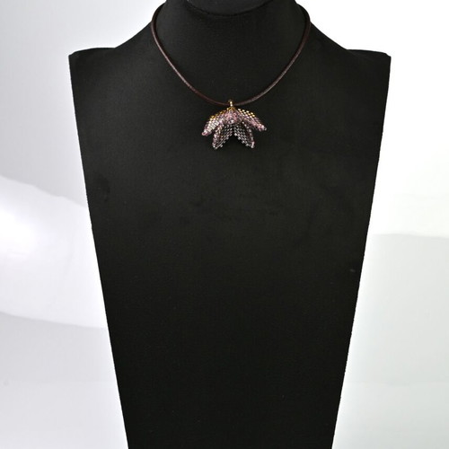 Necklace with unique purple and gold flower custom made