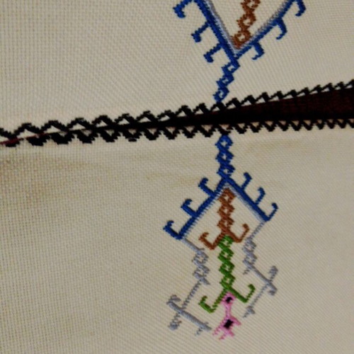 Handmade doilies like new with multicolor embroidery on ecru