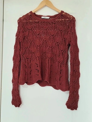 Zara knitted pullover in burned orange red, size M