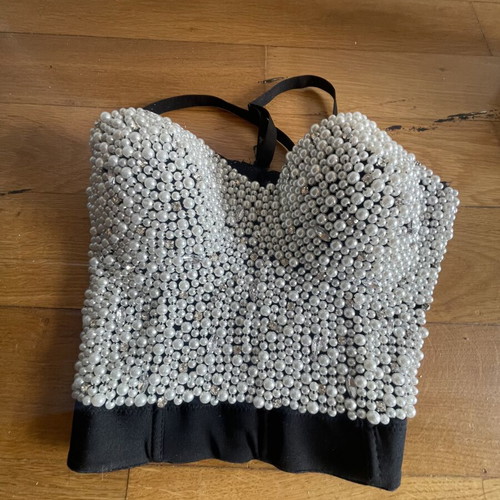 Bustier with pearls size M black and white like new