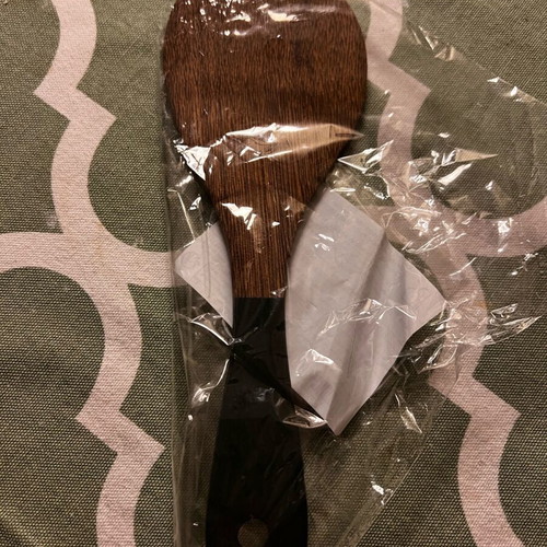 Wooden spoon and spatula new with green handle