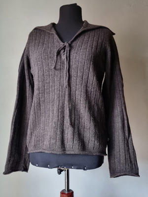 American Outfitters μάλλινο πουλόβερ με κουκούλα σε καφέ, 100% μαλλί, μέγεθος S/M