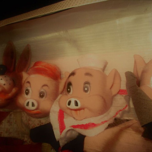 Plastic puppet theater figures The Three Little Pigs 70s new