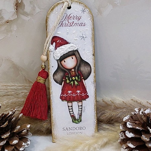 Handmade wooden Christmas bookmark new