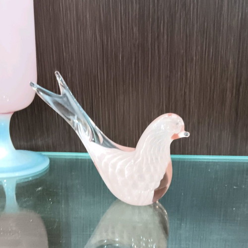 Murano Retro Pink Decorative Bird in Like New Condition