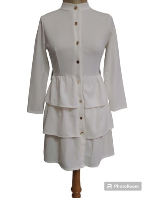 White dress like new, size Small/Medium with gold buttons