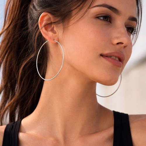 Large 925 Sterling Silver Hoop Earrings new, minimalist thin hoops