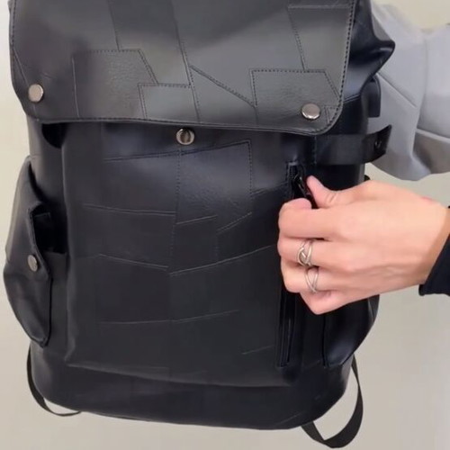 Unisex backpack new with patchwork design, synthetic leather