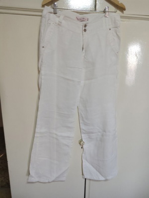 Women's linen pants used, pack of 2, white, sizes M and L