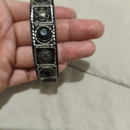 Vintage women's bracelet Byzantine boho style like new, black enamel
