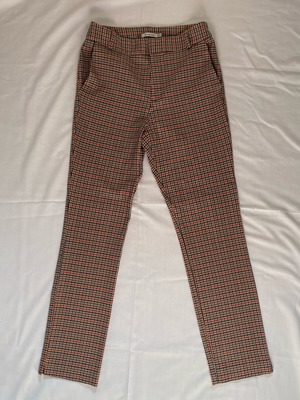 Y2K checked chino pants Stradivarius like new, size 36, multicolor orange