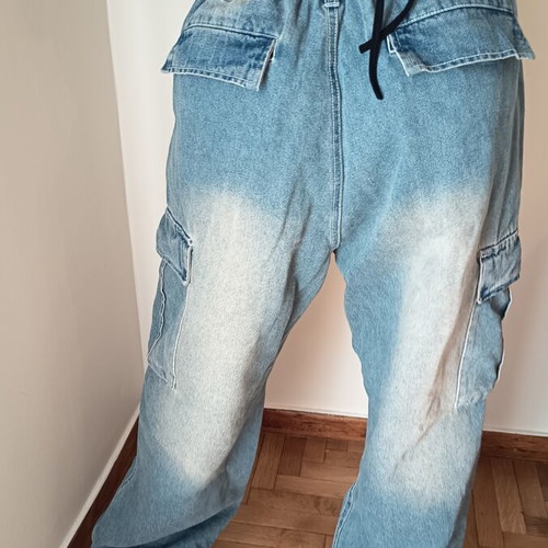 Baggy jeans blue, like new, sizes M/L with drawstring