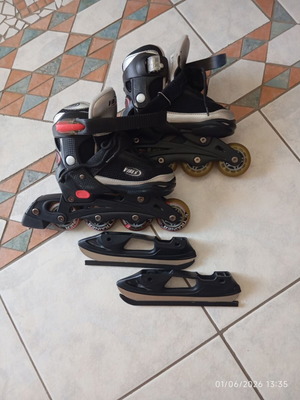 Vibes 2-in-1 Kids Inline Skates with Ice Blades, Like New, Sizes 28–31