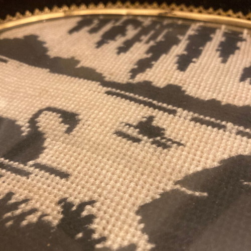 Embroidered frame used with velour oval 29x22 cm