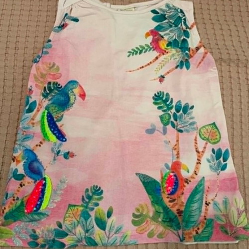 Zara Girls Top size 7 with colorful tropical parrot pattern like new