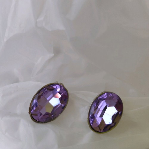 Children's clip-on earrings used, purple and silver
