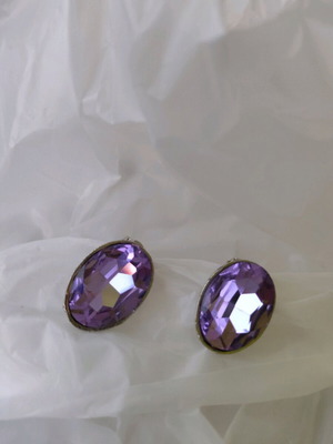 Children's clip-on earrings used, purple and silver