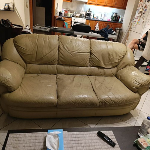 Three-seater leather sofa used