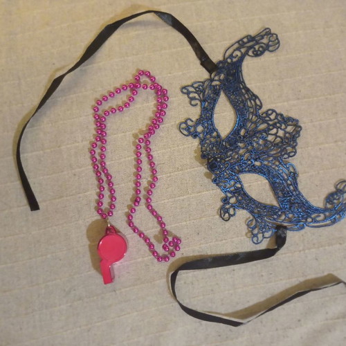 Mask and whistle new blue and fuchsia metallic with pearls