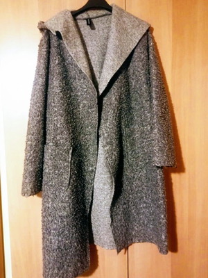 Coat without lining with hood gray like new size L