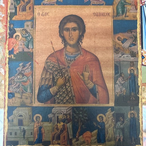 Saint Fanourios handmade icon 25x20 new
