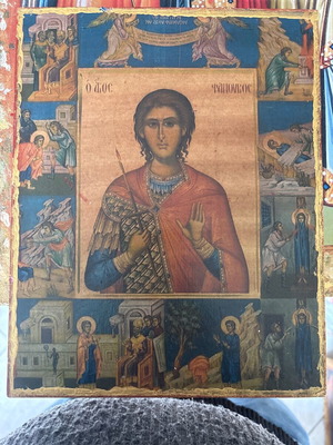 Saint Fanourios handmade icon 25x20 new