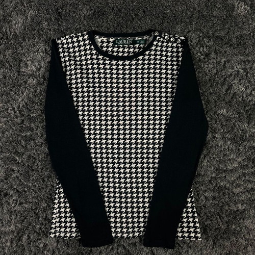 Ralph Lauren Checked Long Sleeve Sweatshirt like new, size XS, black and white