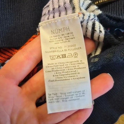Nümph Gabriella SS Pullover fine-knit striped top, size L