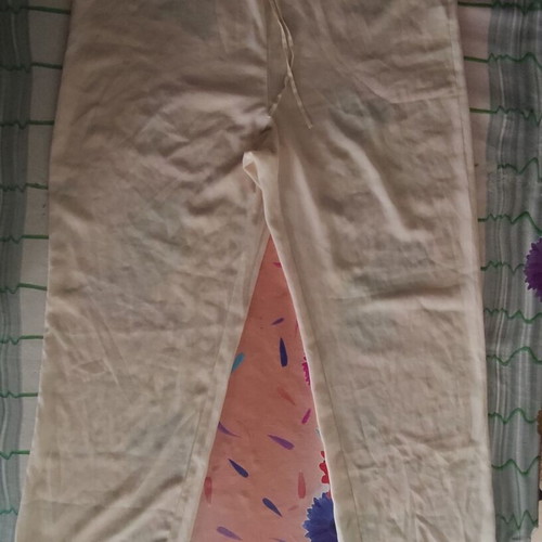 Miss Raxevsky airy semi-transparent pants with waist cord XL champagne