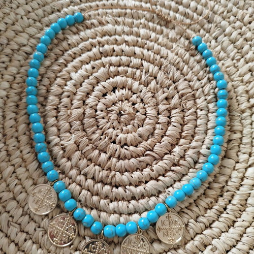Chalcedony necklace handmade, new, turquoise