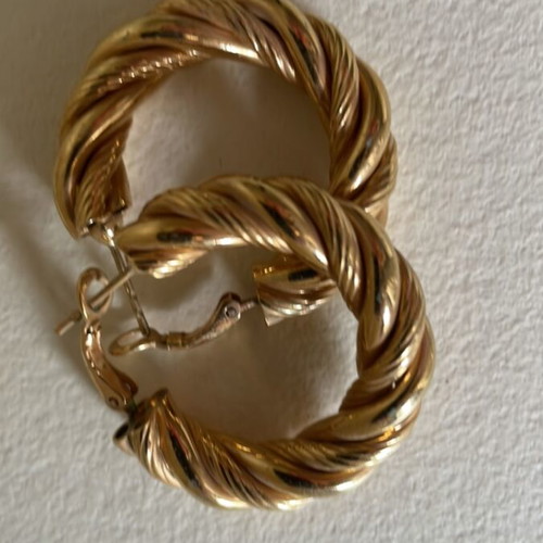 Bijou earrings gold hoops like new, Italian origin