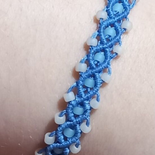 Macrame seedbeaded bracelet blue turquoise new